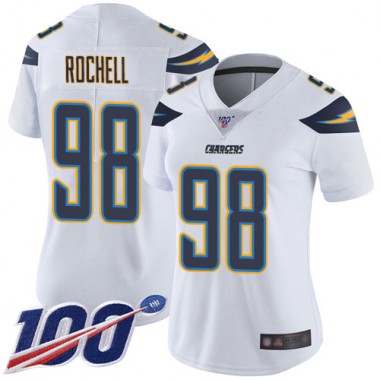 Los Angeles Chargers NFL Football Isaac Rochell White Jersey Women Limited #98 Road 100th Season Vapor Untouchable->los angeles chargers->NFL Jersey